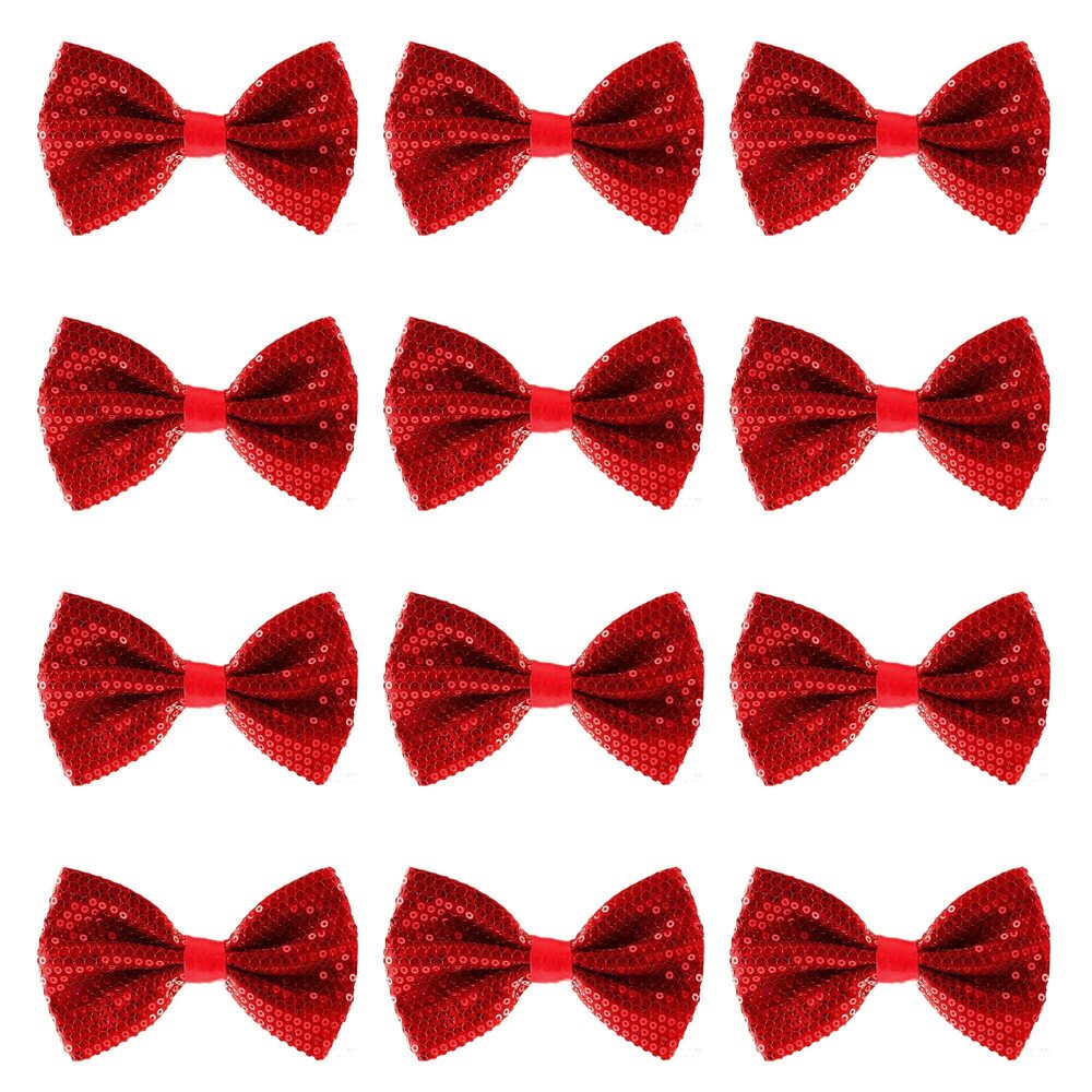 3757 Bowtie - Sequin - Red - 12pk